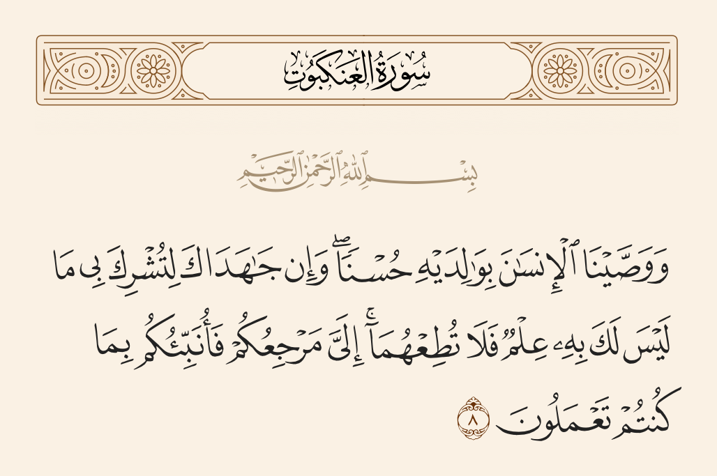 سورة العنكبوت الآية رقم 8